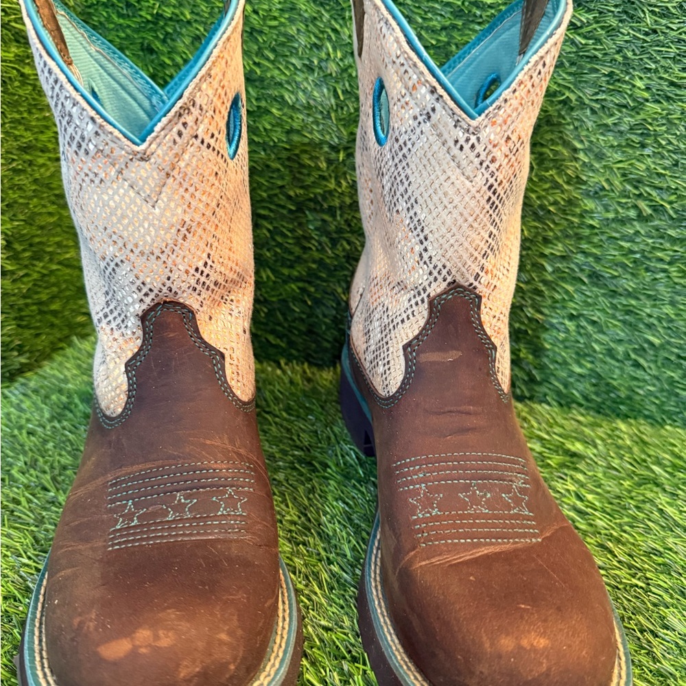 Ariat Fatbaby Heritage Python Print Brown Leather… - image 1